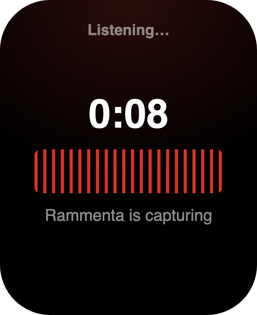 Apple Watch — capturing, with a live waveform